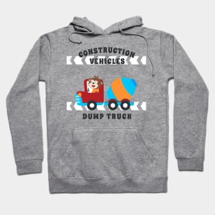 Vector illustration of contruction vehicle with cute litle animal driver. Hoodie